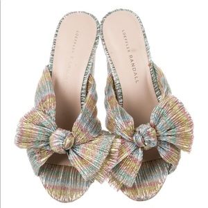 $395 NEW Loeffler Randall Penny metallic pastel candy stripe slides mules 6.5